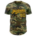 Personalized Camo Baseball Jersey - Gold-Black Salute To Service Style Personalized Camo Gold-Black Salute To Service Baseball