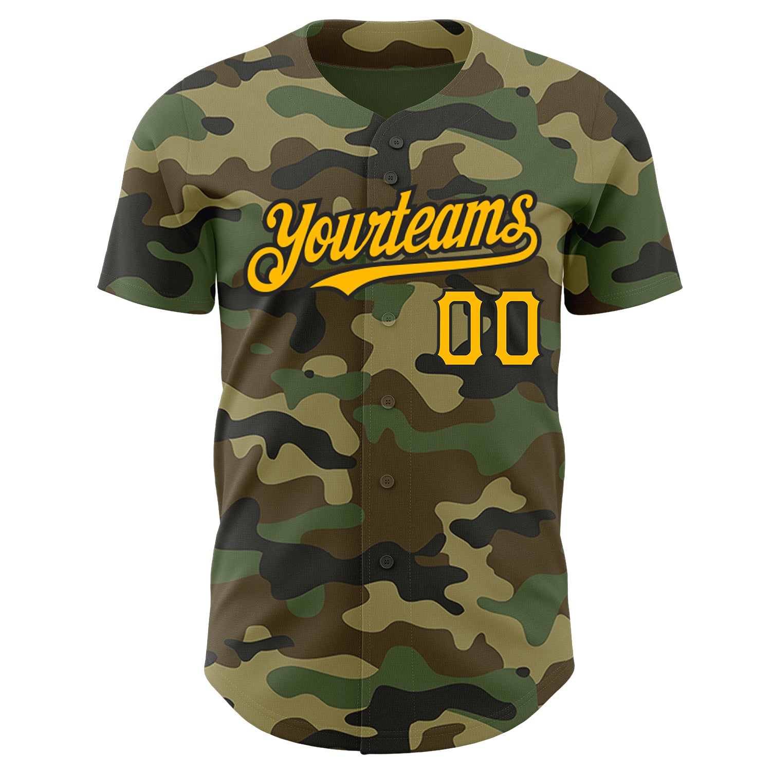 Personalized Camo Gold-Black Salute To Service Baseball Jersey Personalized Camo Baseball Jersey - Gold-Black Salute To Service Style Personalized Camo Gold-Black Salute To Service Baseball - Image 2