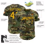 Personalized Camo Baseball Jersey - Gold-Black Salute To Service Style Personalized Camo Gold-Black Salute To Service Baseball