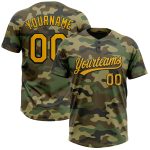 Personalized Camo Gold Black Salute to Service Softball Jersey Unisex Two-Button Personalized Camo Gold-Black Salute To Service