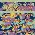 Personalized Fluorescent Camo Jacket Gold-Purple 3D Bomber Full-Snap Letterman Varsity Salute To Service Personalized Camo