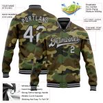 Custom Name Number Varsity Jacket Gray Black Camo Bomber Salute To Service Full-Snap Team Jacket Personalized Camo Gray-Black