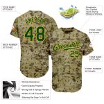 Personalized Camo Green-Gold Authentic Salute to Service Jersey - Baseball Jersey Personalized Camo Green-Gold Authentic