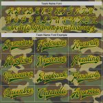 Personalized Camo Jacket for Men, Green-Gold Bomber Full-Snap Varsity Letterman Salute to Service Personalized Camo Green-Gold