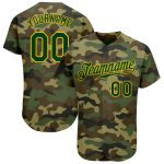 Camo Green Gold Personalized Salute to Service Jersey for Men Basebal Personalized Camo Green-Gold Salute To Service Baseball