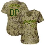 Personalized Camo Green Gold Military Tribute Baseball Jersey - Salute to Service 3 Personalized Camo Green-Gold Salute To