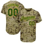 Personalized Camo Green Gold Military Tribute Baseball Jersey - Salute to Service 3 Personalized Camo Green-Gold Salute To