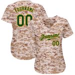 Personalized Camo Baseball Jersey - Green Gold Salute To Service Design Personalized Camo Green-Gold Salute To Service Baseball
