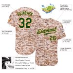Personalized Camo Baseball Jersey - Green Gold Salute To Service Design Personalized Camo Green-Gold Salute To Service Baseball