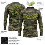 Personalized Camo Green Gold Salute To Service Long Sleeve T-Shirt Performance Top Personalized Camo Green-Gold Salute To