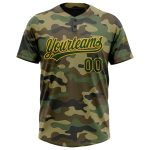 Camo Green Gold Personalized Salute To Service Unisex Softball Jersey - Two-Button Design Personalized Camo Green-Gold Salute