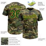 Custom Name and Number Personalized Camo Green-Gold Salute to Service Unisex Softball Jersey Personalized Camo Green-Gold