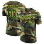 Camo Green Yellow Personalized Performance T-Shirt, Salute To Service Design Personalized Camo Green-Yellow Performance Salute