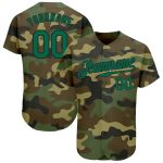 Personalized Camo Baseball Jersey in Kelly Green and Black - Salute To Service Design Personalized Camo Kelly Green-Black