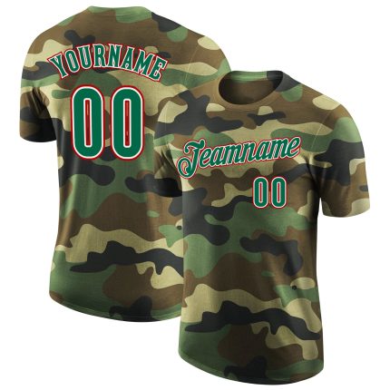 Personalized Camo T-Shirt - Kelly Green Red Performance Salute to Service Personalized Camo Kelly Green-Red Performance Salute