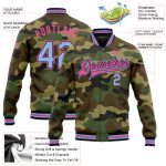 Custom Name Number Camo Bomber Jacket Light Blue Black Pink Varsity Full-Snap Salute to Service Team Letterman Personalized