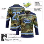Personalized Camo Jersey Light Blue Navy Salute To Service Hockey Lace Neck Personalized Camo Light Blue-Navy Salute To Service