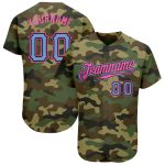 Personalized Camo Baseball Jersey Light Blue Pink Authentic Salute to Service Personalized Camo Light Blue-Pink Authentic