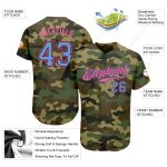 Light Blue Pink Camo Personalized Salute To Service Baseball Jersey 2 Personalized Camo Light Blue-Pink Salute To Service