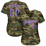 Personalized Camo Baseball Jersey in Light Blue and Pink - Salute to Service Design Personalized Camo Light Blue-Pink Salute
