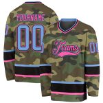 Personalized Salute To Service Hockey Jersey - Light Blue-Pink Camo Custom Name & Number Personalized Camo Light Blue-Pink