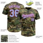 Custom Name Number Camo Light Blue-Pink Unisex Softball Jersey Personalized Salute To Service Two-Button Design Personalized
