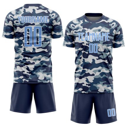 Light Blue Royal Camo Personalized Soccer Jersey - Salute To Service Uniform Personalized Camo Light Blue-Royal Sublimation