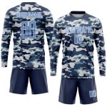 Light Blue Royal Camo Personalized Soccer Jersey - Salute To Service Uniform Personalized Camo Light Blue-Royal Sublimation