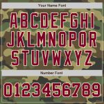 Personalized Camo Bomber Jacket Maroon-Cream Full-Snap Varsity Letterman Salute to Service Personalized Camo Maroon-Cream