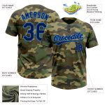 Personalized Navy Electric Blue Camo Softball Jersey Custom Name Number Unisex Two-Button Salute to Service Team Apparel
