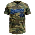 Personalized Navy Electric Blue Camo Softball Jersey Custom Name Number Unisex Two-Button Salute to Service Team Apparel