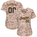 Custom Name and Number Navy-Gold Camo Baseball Jersey - Personalized Authentic Salute to Service Team Jersey Personalized