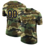 Custom Camouflage Navy Gold T-Shirt with Name and Number - Salute to Service Performance Tee Personalized Camo Navy-Gold