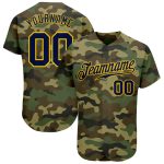 Personalized Navy Gold Camo Salute To Service Baseball Jersey for Men Personalized Camo Navy-Gold Salute To Service Baseball
