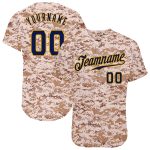 Personalized Navy Gold Camo Salute to Service Baseball Jersey for Fans Personalized Camo Navy-Gold Salute To Service Baseball