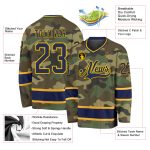 Custom Name and Number Navy-Gold Camo Hockey Jersey | Personalized Salute To Service Team Jersey Personalized Camo Navy-Gold