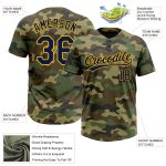 Personalized Camo Softball Jersey Unisex Navy Gold Salute to Service Two-Button Personalized Camo Navy-Gold Salute To Service
