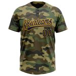 Custom Name Number Unisex Softball Jersey - Personalized Camo Navy Gold Salute to Service Two-Button Design Personalized