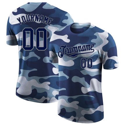Personalized Navy-Gray Camo Salute to Service T-Shirt with Custom Name and Number Personalized Camo Navy-Gray Performance