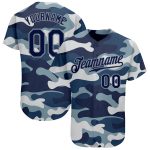 Personalized Navy Gray Camo Baseball Jersey - Salute To Service Edition Personalized Camo Navy-Gray Salute To Service Baseball