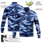 Personalized Navy-Light Blue Camo 3D Bomber Varsity Letterman Jacket - Salute to Service Personalized Camo Navy-Light Blue