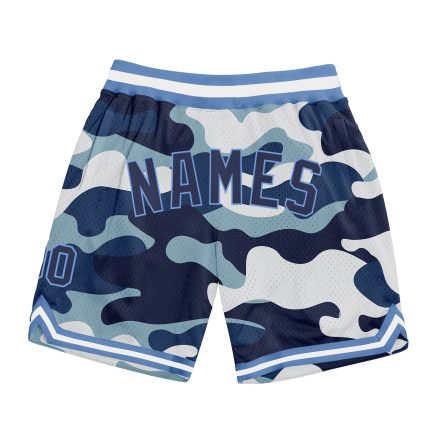 Personalized Camo Basketball Shorts - Navy Light Blue Salute to Service Design Personalized Camo Navy-Light Blue Salute To
