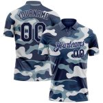 Custom Name Number Golf Polo Shirt - Personalized Camo Navy Light Gray Salute to Service Performance Personalized Camo Navy-Light