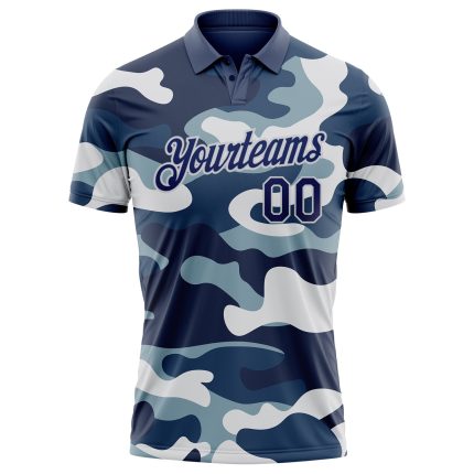 Custom Name Number Golf Polo Shirt - Personalized Camo Navy Light Gray Salute to Service Performance Personalized Camo Navy-Light