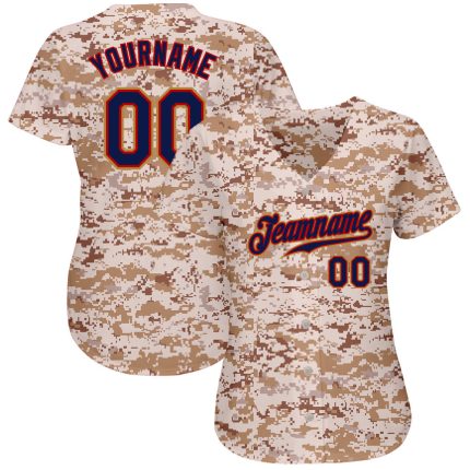 Authentic Salute to Service Baseball Jersey - Personalized Camo Navy-Old Gold Custom Name & Number Personalized Camo Navy-Old