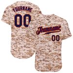 Authentic Salute to Service Baseball Jersey - Personalized Camo Navy-Old Gold Custom Name & Number Personalized Camo Navy-Old