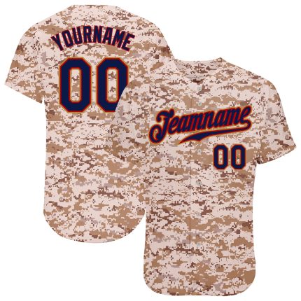 Authentic Salute to Service Baseball Jersey - Personalized Camo Navy-Old Gold Custom Name & Number Personalized Camo Navy-Old
