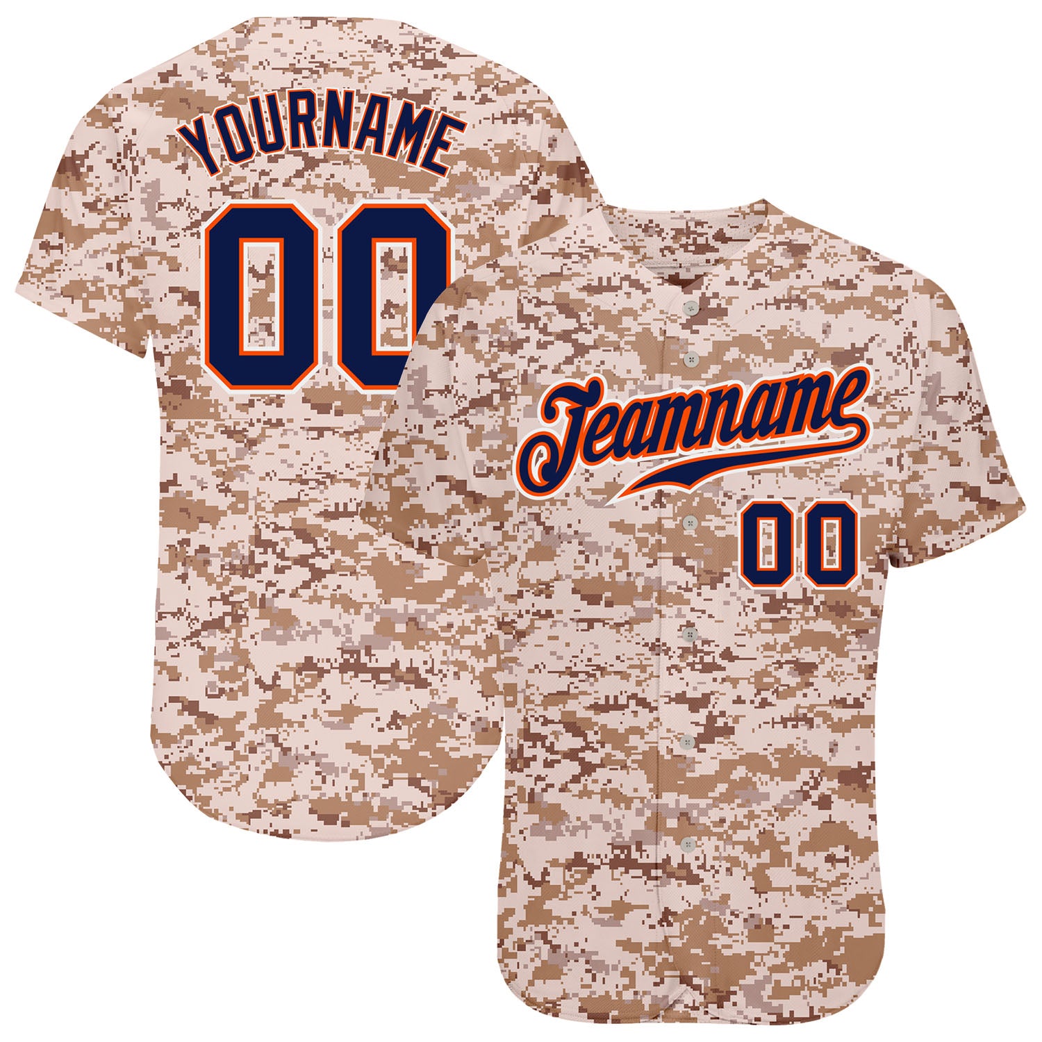 Custom Name Number Camo Navy-Orange Baseball Jersey - Personalized Authentic Salute To Service Team Jersey Personalized Camo