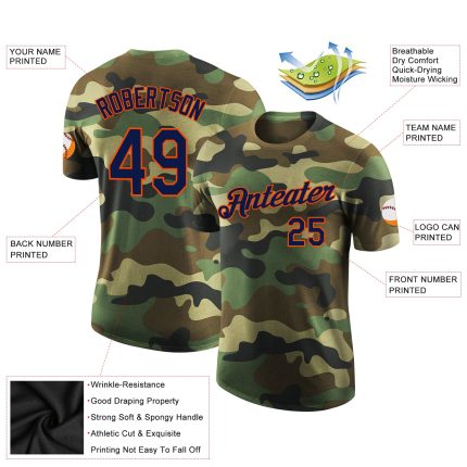 Personalized Navy Orange Camo Performance T-Shirt for Salute to Service Personalized Camo Navy-Orange Performance Salute