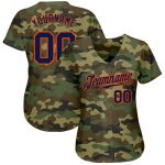 Personalized Navy-Orange Camo Baseball Jersey for Salute to Service Personalized Camo Navy-Orange Salute To Service Baseball